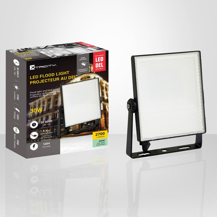 Xtricity - Projecteur DEL Étanche, 2700 Lumens, 30W, Pour Usage Extérieur, 4000K Blanc Froid - Simple Boutique