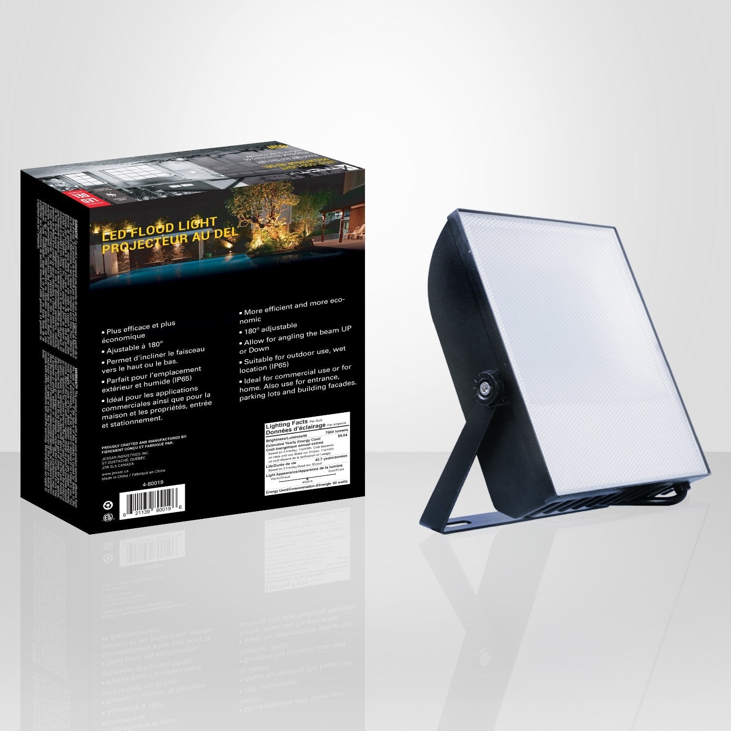 Xtricity - Projecteur DEL Étanche, 7600 Lumens, 80W, Pour Usage Extérieur, 4000K Blanc Froid - Simple Boutique