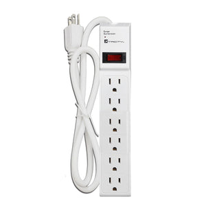 Xtricity - Protecteur de Surtension à 6 Prises avec Mise à la Terre, 90 Joules, Câble de 3 Pieds, Blanc - Simple Boutique
