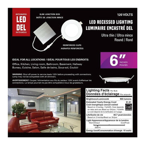 Xtricity encastré del 6'' 15w/900l/3000k rond-blanc 1pk - Simple Boutique