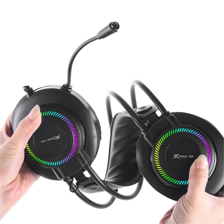 Xtrike Me GH-509 - Casque de Jeu Filaire Stéréo avec Microphone et Rétro-Éclairage RGB, Noir - Simple Boutique