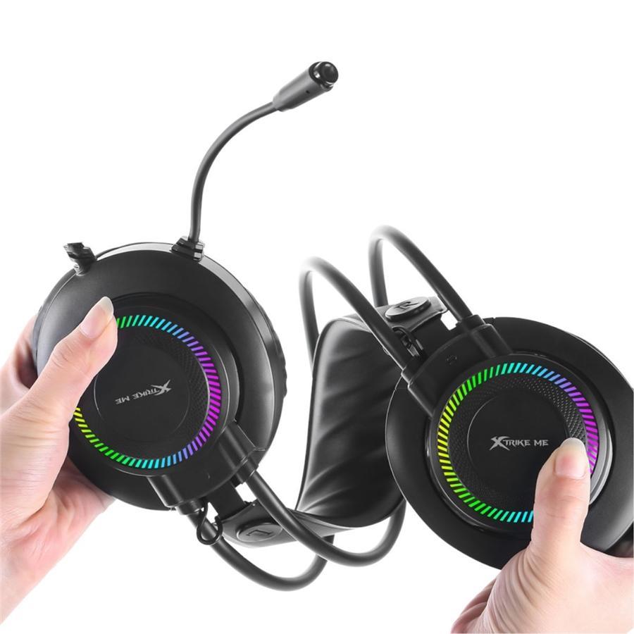 Xtrike Me GH-509 - Casque de Jeu Filaire Stéréo avec Microphone et Rétro-Éclairage RGB, Noir - Simple Boutique