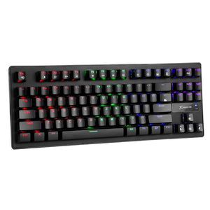 Xtrike Me GK-979 - Clavier de Jeu Compact, Mécanique et Filaire avec 87 Touches et Rétro-Éclairage, Noir - Simple Boutique