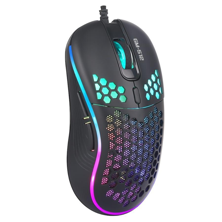 Xtrike Me GM-512 - Souris de Jeu Optique Filaire à 7 Boutons, DPI:800/1600/2400/3200/4800/6400 Avec Rétro-Éclairage RGB, Noir - Simple Boutique