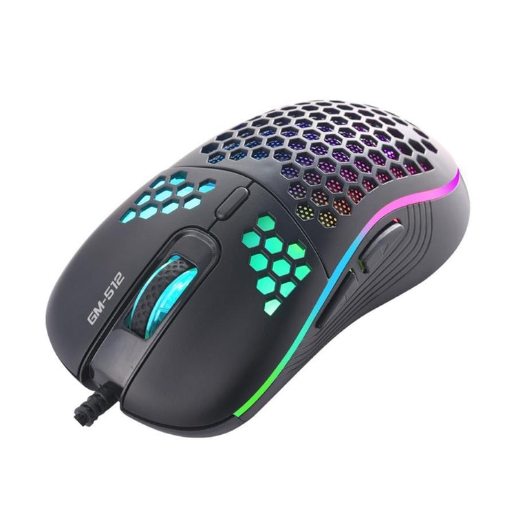 Xtrike Me GM-512 - Souris de Jeu Optique Filaire à 7 Boutons, DPI:800/1600/2400/3200/4800/6400 Avec Rétro-Éclairage RGB, Noir - Simple Boutique