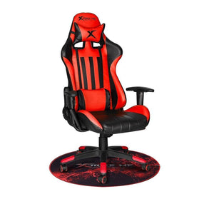 Xtrike Me GX01 - Tapis Rond pour Chaise De Gaming, 36'' x 36'', Tissu Ondulé en Microfibre, Noir et Rouge - Simple Boutique