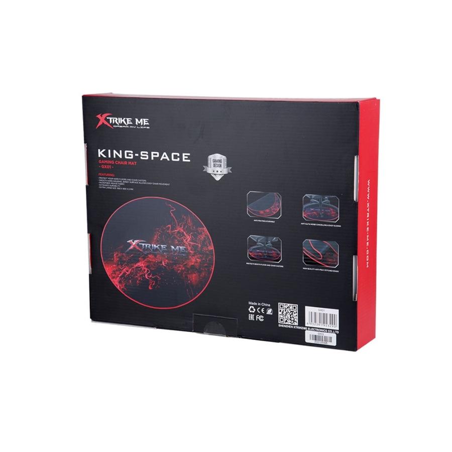 Xtrike Me GX01 - Tapis Rond pour Chaise De Gaming, 36'' x 36'', Tissu Ondulé en Microfibre, Noir et Rouge - Simple Boutique