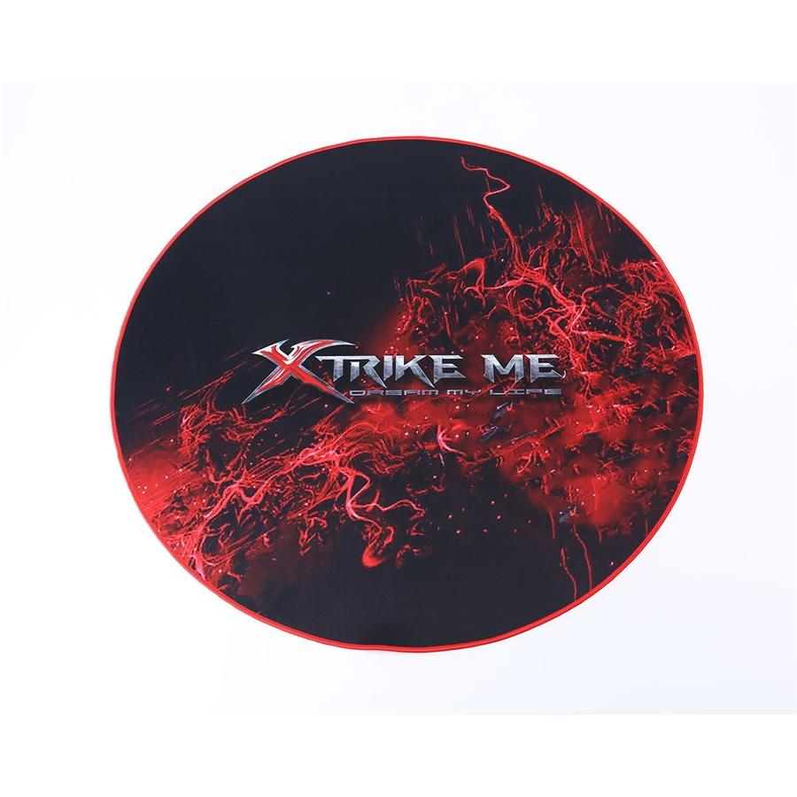 Xtrike Me GX01 - Tapis Rond pour Chaise De Gaming, 36'' x 36'', Tissu Ondulé en Microfibre, Noir et Rouge - Simple Boutique