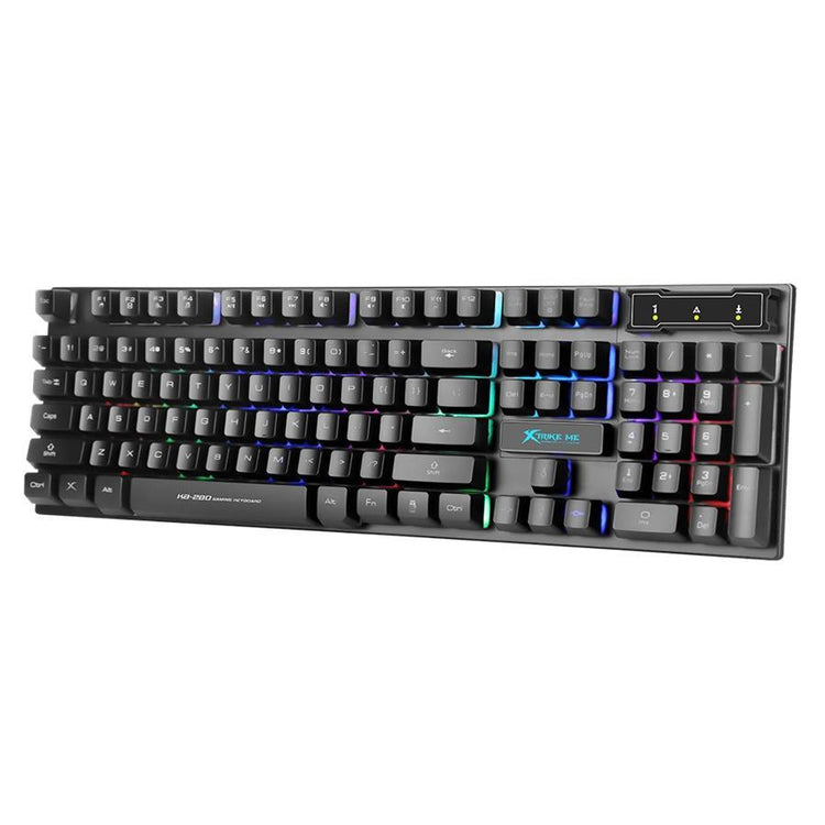 Xtrike Me KB-280 - Clavier de Jeu Filaire, Avec Rétro-Éclairage à Couleurs Mixtes, 104 Touches, Noir - Simple Boutique
