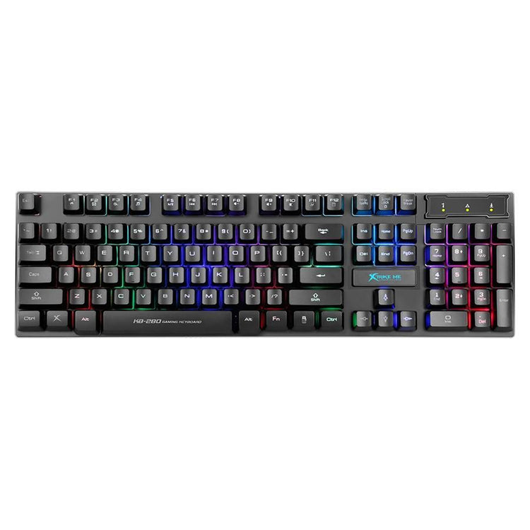 Xtrike Me KB-280 - Clavier de Jeu Filaire, Avec Rétro-Éclairage à Couleurs Mixtes, 104 Touches, Noir - Simple Boutique
