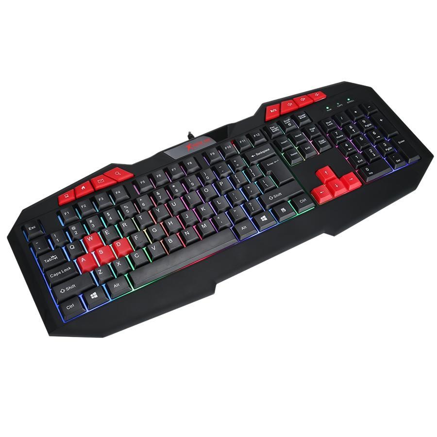 Xtrike Me MK-503 - Ensemble de Clavier et Souris de Jeu Filaire avec Rétro-Éclairage Couleurs Mixtes, Noir - Simple Boutique