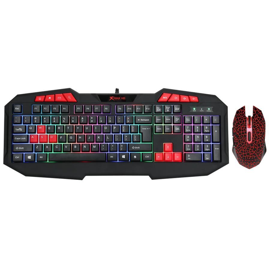 Xtrike Me MK-503 - Ensemble de Clavier et Souris de Jeu Filaire avec Rétro-Éclairage Couleurs Mixtes, Noir - Simple Boutique