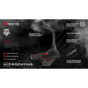 Xtrike Me XMC-01 - Microphone de Jeu, Prise 3.5mm, Haute-Sensibilité avec Bras Flexible, Noir - Simple Boutique