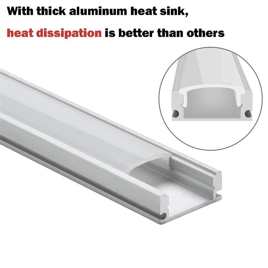 Yoho Canal de LED en Aluminium avec Housse, Diffuseur, Embout et Clip de Montage, 1 Mètre, Paquet de 6 - Simple Boutique