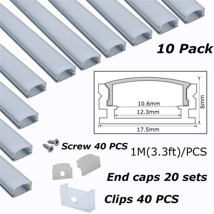 Yoho Canaux en Aluminium avec Diffuseurs pour Bandes Lumineuses LED, 17.5x8mm, Paquet de 10 - Simple Boutique