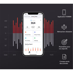 Yunmai - Corde a Sauter Intelligente, Bluetooth, Écran DEL HD, 4 Modes D'entrainement, Noir - Simple Boutique
