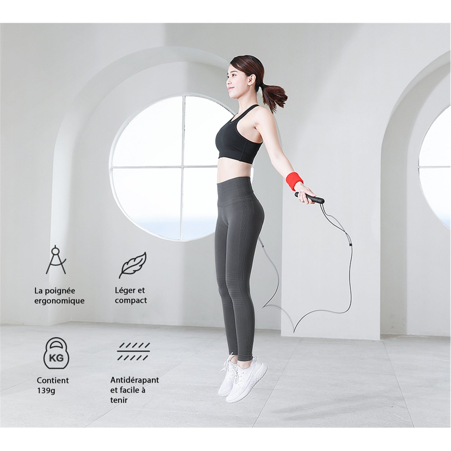 Yunmai - Corde a Sauter Intelligente, Bluetooth, Écran DEL HD, 4 Modes D'entrainement, Noir - Simple Boutique