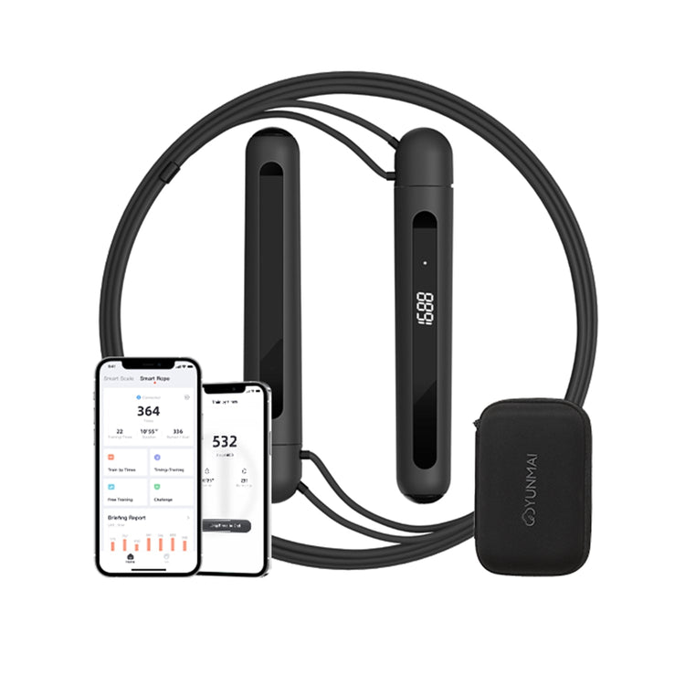 Yunmai - Corde a Sauter Intelligente, Bluetooth, Écran DEL HD, 4 Modes D'entrainement, Noir - Simple Boutique