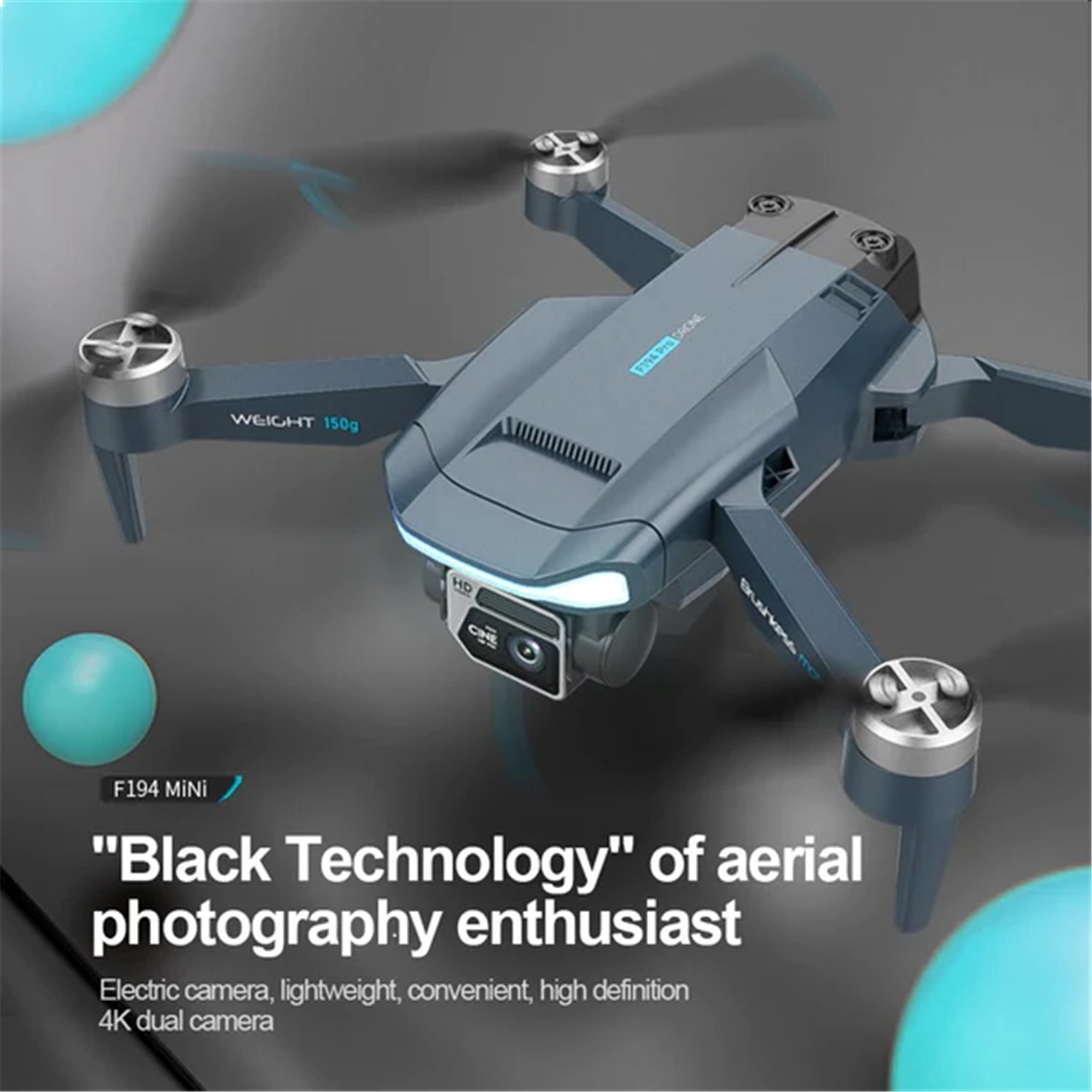 ZFR - Drone avec Double Objectif 4K Grand Angle avec Étui de Rangement et Télécommande, Noir - Simple Boutique