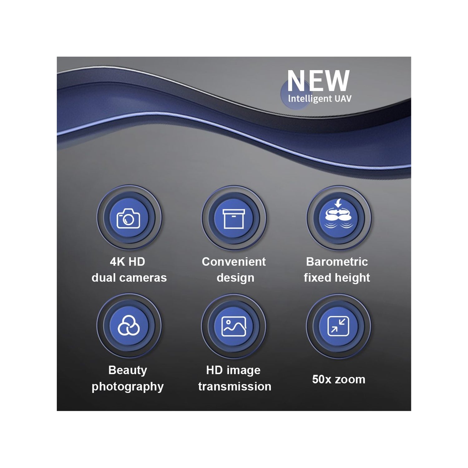 ZFR - Drone avec Double Objectif 4K avec Boite de Rangement et Télécommande, Comprend Trois Batteries, Noir - Simple Boutique