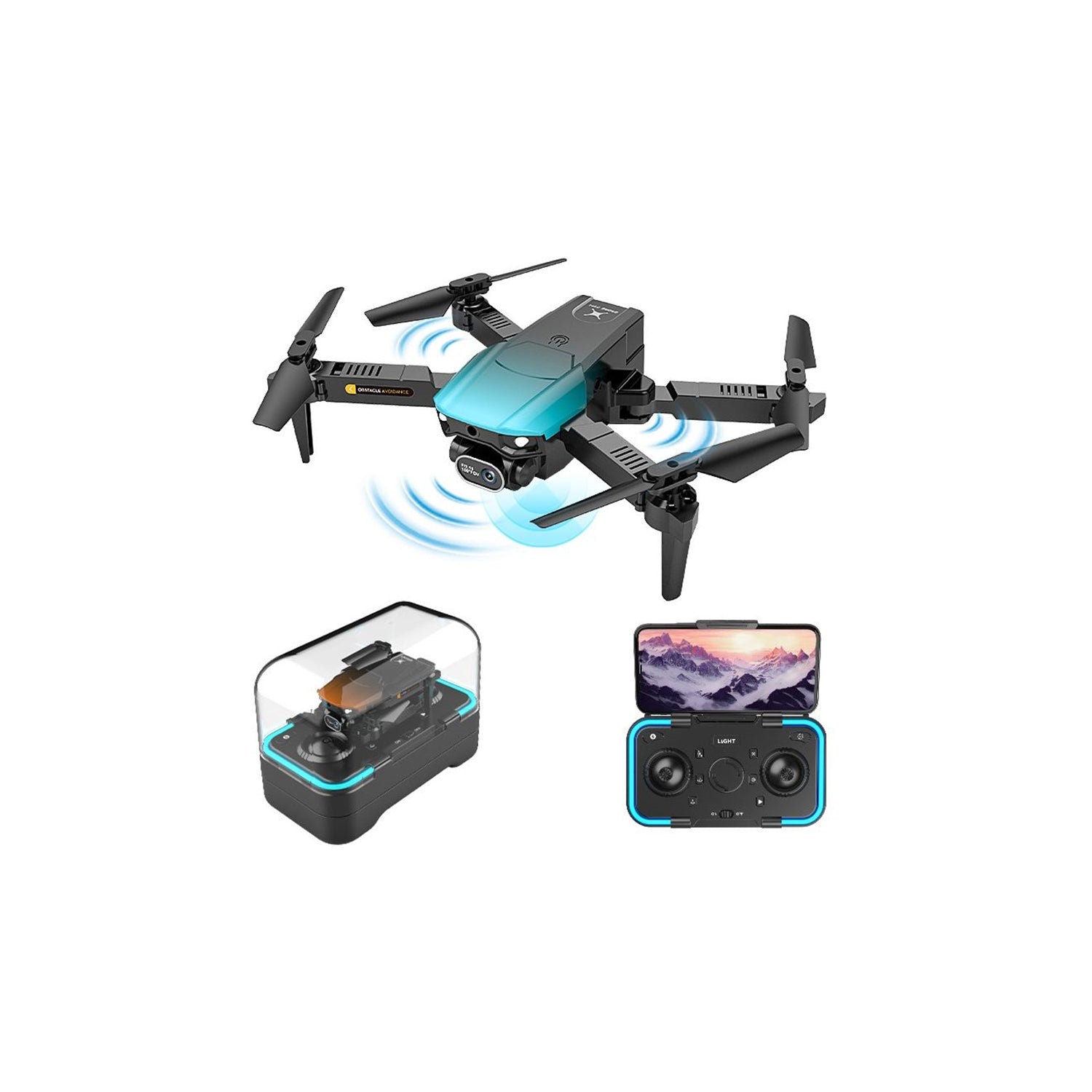 ZFR - Drone avec Double Objectif 4K avec Boite de Rangement et Télécommande, Comprend Une Batterie Noir - Simple Boutique