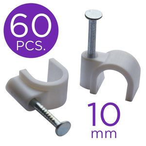 eLink CV-51597 Attaches Clouables Blanches Pour Câbles 10MM 60 Unités - Simple Boutique
