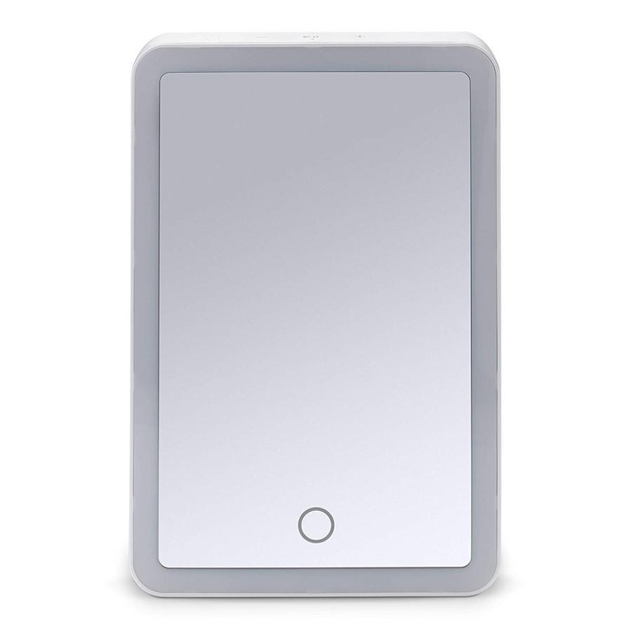 iHome ICVBT1WC Mirroir Portable avec Éclairage DEL, 6'' X 8'', Rechargeable avec Haut-Parleur Bluetooth, Blanc - Simple Boutique