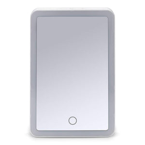 iHome ICVBT1WC Mirroir Portable avec Éclairage DEL, 6'' X 8'', Rechargeable avec Haut-Parleur Bluetooth, Blanc - Simple Boutique