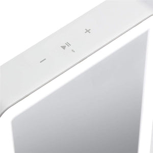 iHome ICVBT1WC Mirroir Portable avec Éclairage DEL, 6'' X 8'', Rechargeable avec Haut-Parleur Bluetooth, Blanc - Simple Boutique