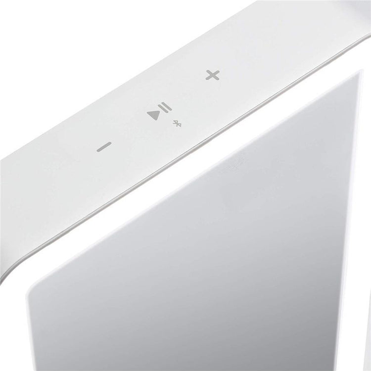 iHome ICVBT1WC Mirroir Portable avec Éclairage DEL, 6'' X 8'', Rechargeable avec Haut-Parleur Bluetooth, Blanc - Simple Boutique