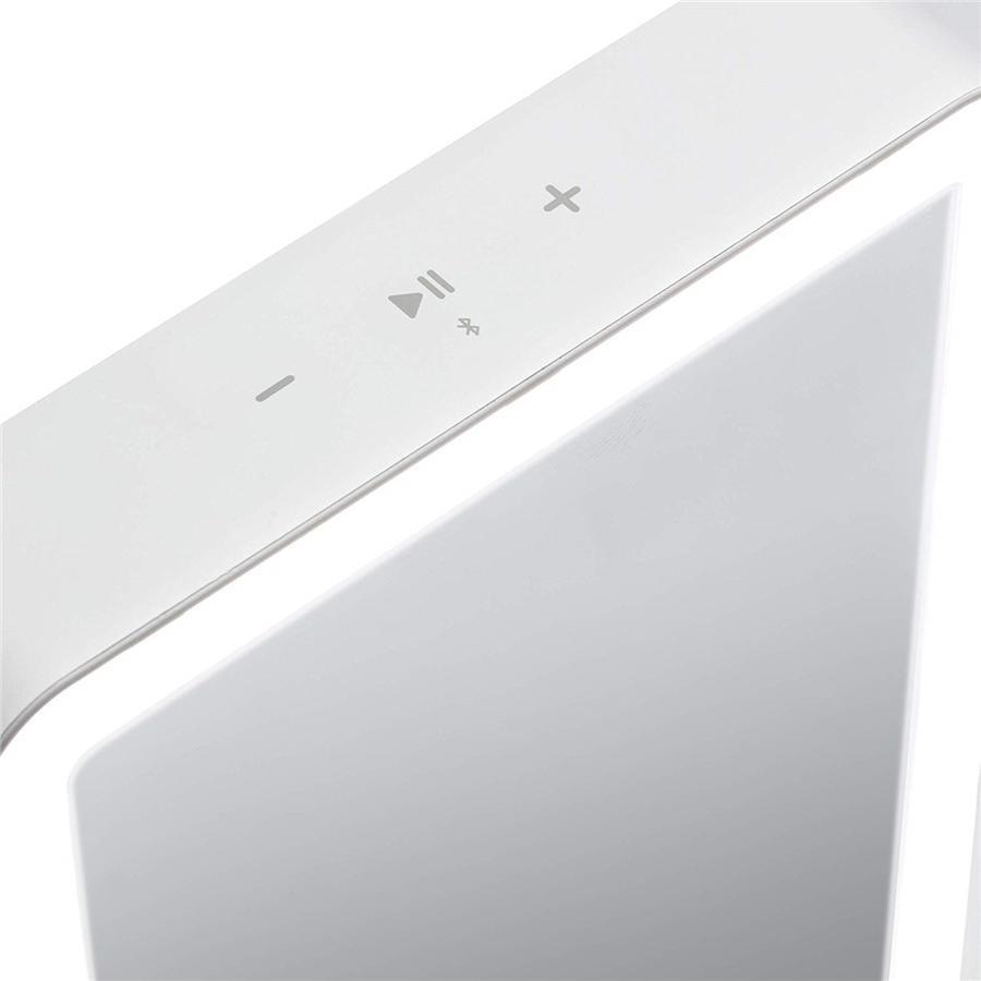 iHome ICVBT1WC Mirroir Portable avec Éclairage DEL, 6'' X 8'', Rechargeable avec Haut-Parleur Bluetooth, Blanc - Simple Boutique