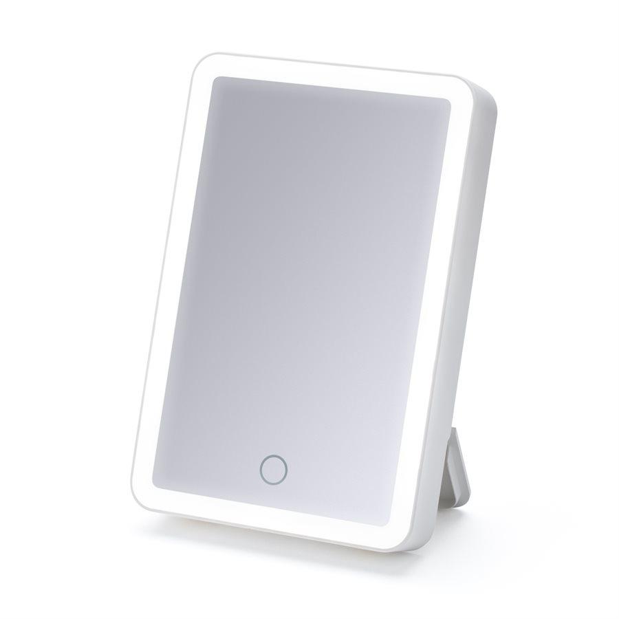 iHome ICVBT1WC Mirroir Portable avec Éclairage DEL, 6'' X 8'', Rechargeable avec Haut-Parleur Bluetooth, Blanc - Simple Boutique