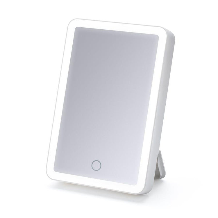 iHome ICVBT1WC Mirroir Portable avec Éclairage DEL, 6'' X 8'', Rechargeable avec Haut-Parleur Bluetooth, Blanc - Simple Boutique