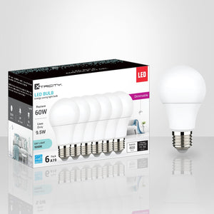 Xtricity - Ensemble de 6 Ampoules DEL Gradable à économie d'énergie, 9.5W, Culot E26, 5000K Lumière du Jour - emballage - Simple Boutique