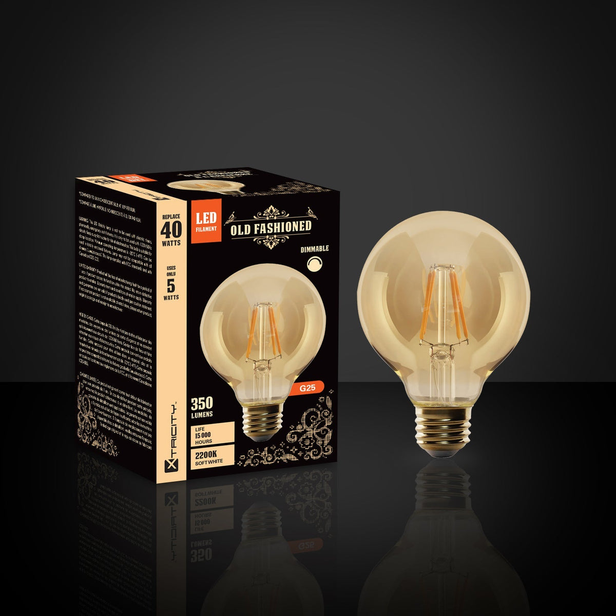 Xtricity - Ampoule DEL Style à l'ancienne, 5W, Culot E26, 2200K Blanc Doux - emballage - Simple Boutique