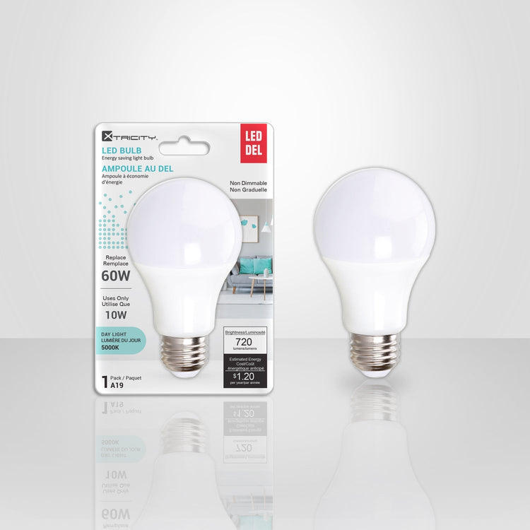 Xtricity - Ampoule DEL à économie d'énergie, 10W, Culot E26, 5000K Lumière du Jour - emballage - Simple Boutique
