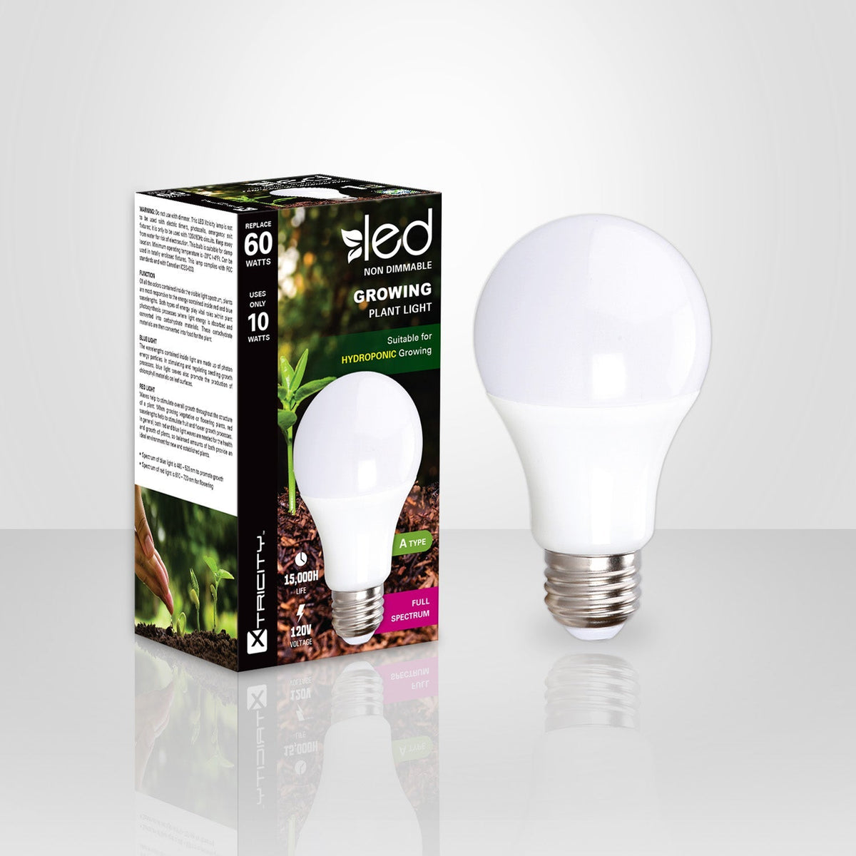 Xtricity ampoule de croissance del type a/10w/120v/e26 - emballage - Simple Boutique