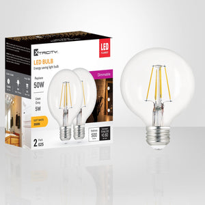 Xtricity - Ensemble de 2 Ampoules DEL Gradables à économie d'énergie, 5W, Culot E26, 3000K Blanc Doux - emballage - Simple Boutique