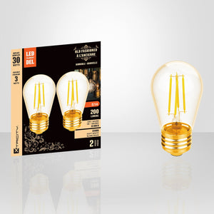 Xtricity - Ensemble de 2 Ampoules DEL Style à l'ancienne, 3W, Culot E26, 2200K Blanc Doux - emballage - Simple Boutique