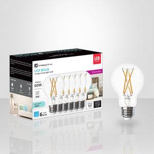 Xtricity - Ensemble de 6 Ampoules DEL à Économie d'énergie, Gradable, 9W, Type A, 5000K Lumière du Jour - emballage - Simple Boutique