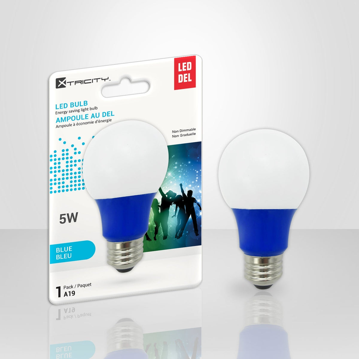 Xtricity Ampoule DEL Type A/5W/120V/E26/ couleur bleu 1cd - emballage - Simple Boutique