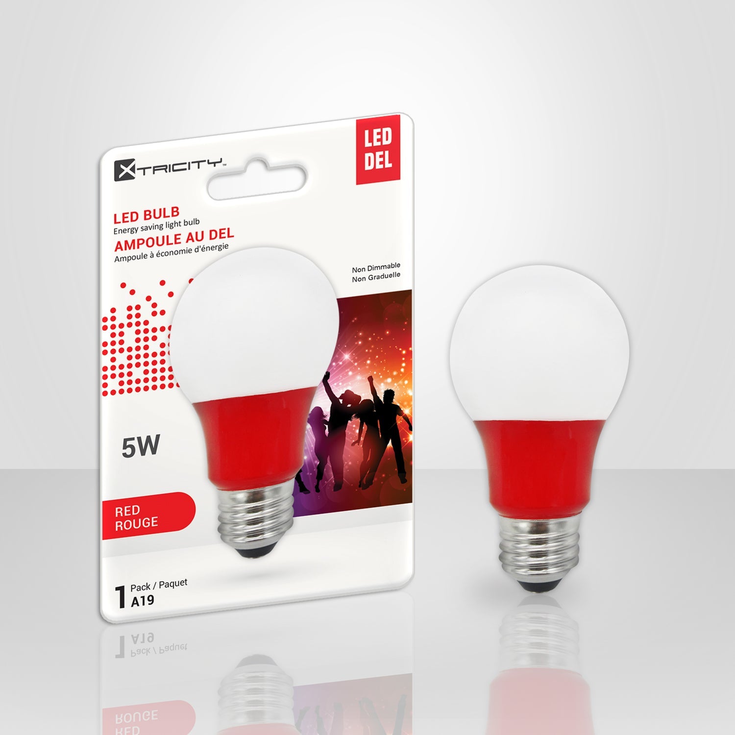 Xtricity Ampoule DEL Type A/5W/120V/E26/ couleur rouge 1cd - emballage - Simple Boutique