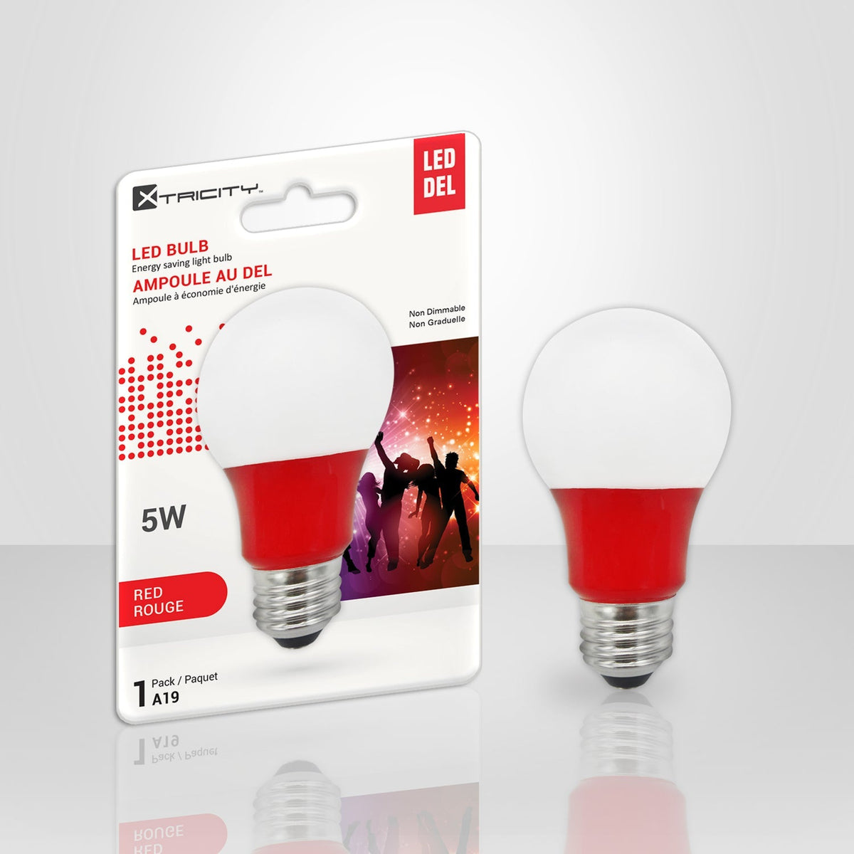 Xtricity Ampoule DEL Type A/5W/120V/E26/ couleur rouge 1cd - emballage - Simple Boutique