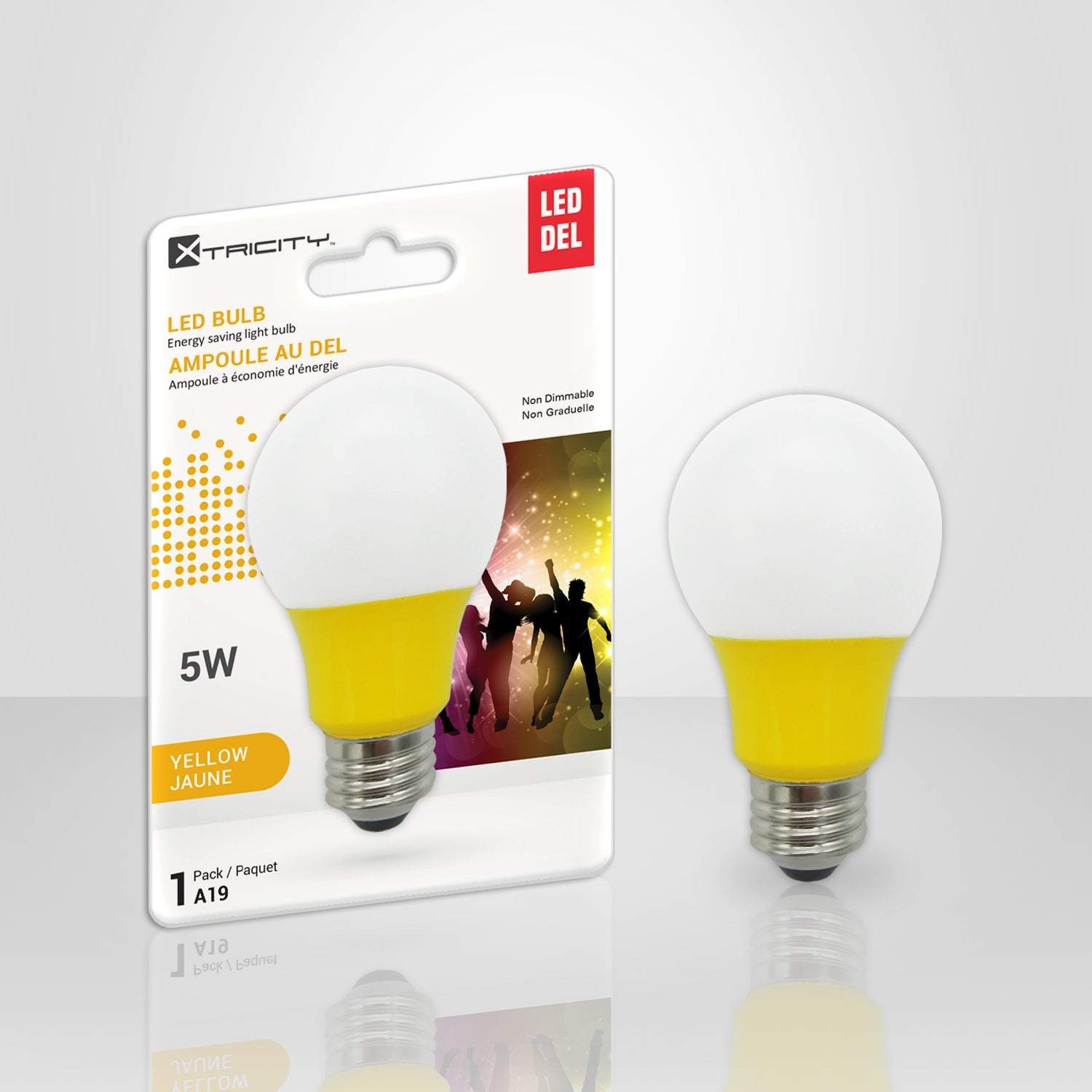 Xtricity Ampoule DEL Type A/5W/120V/E26/ couleur jaune 1cd - emballage - Simple Boutique