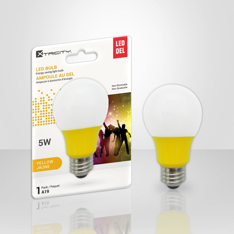 Xtricity Ampoule DEL Type A/5W/120V/E26/ couleur jaune 1cd - emballage - Simple Boutique