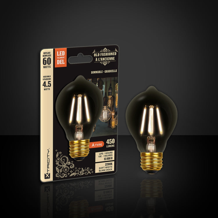 Xtricity - Ampoule DEL Style à l'ancienne, 4.5W, Culot E26, 2200K Blanc Doux - emballage - Simple Boutique