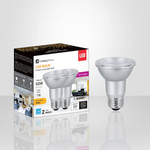 Xtricity - Ensemble de 2 Ampoules DEL Gradables à économie d'énergie, 7W, Culot E26, 3000K Blanc Doux - emballage - Simple Boutique