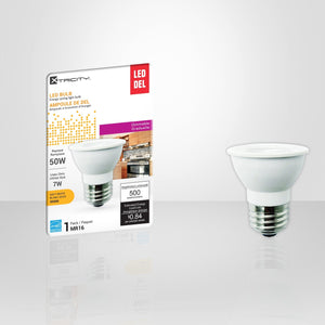 Xtricity - Ampoule DEL Gradable à économie d'énergie, 7W, Culot E26, 3000K Blanc Doux - emballage - Simple Boutique
