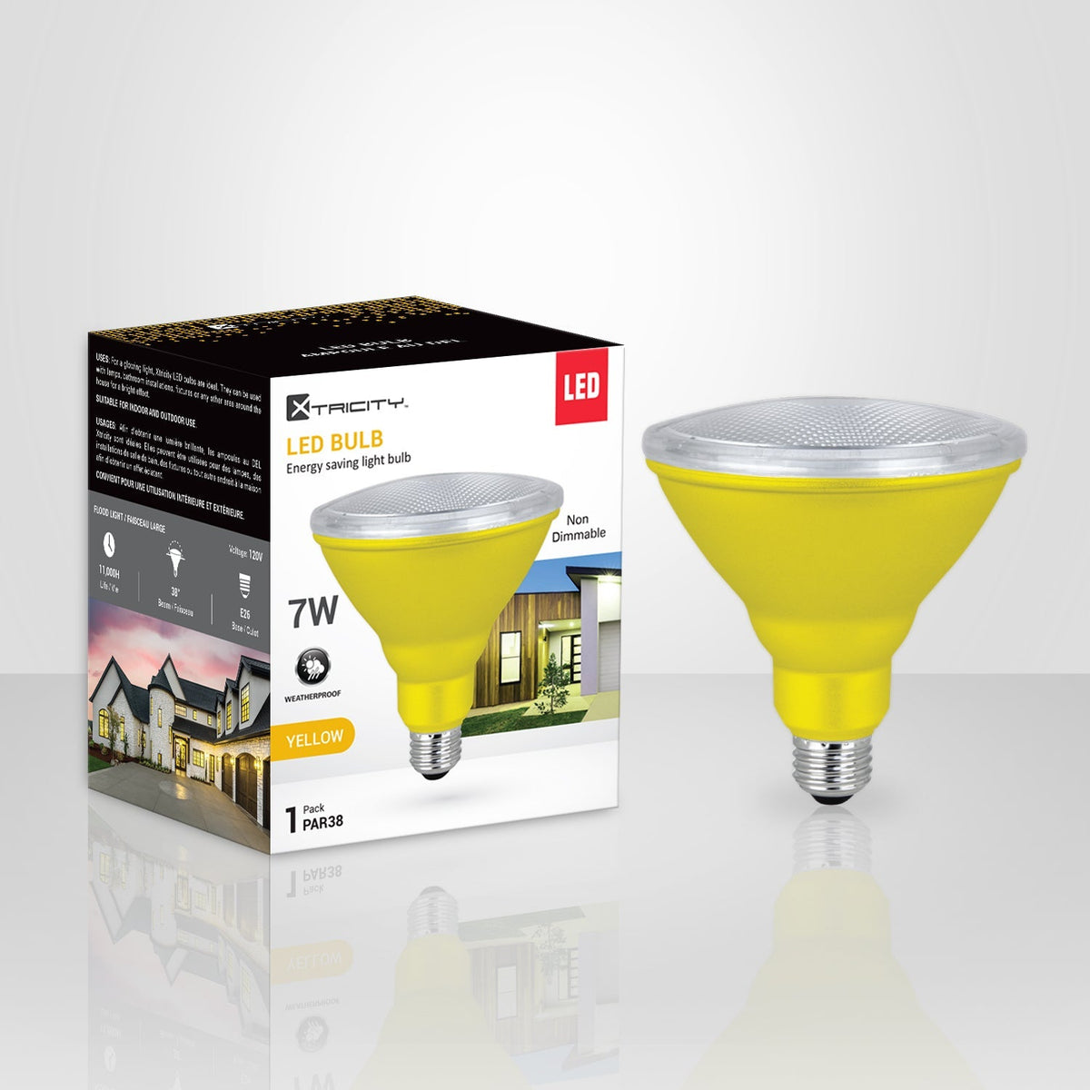Xtricity Ampoule DEL PAR38/7W/120V/Jaune/Intérieur et Extérieur 1 Un. - emballage - Simple Boutique