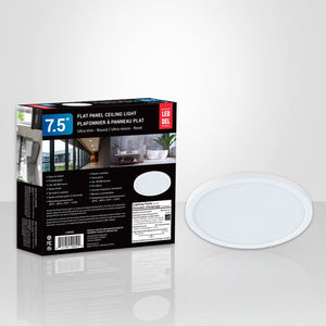 Xtricity Plafonnier a panneau plat del 7.5'' 12W/800L/4000k Blanc - emballage - Simple Boutique